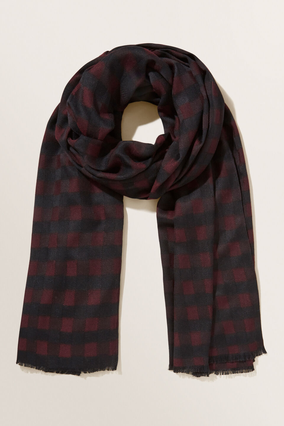 Mini Check Scarf  Plum Black