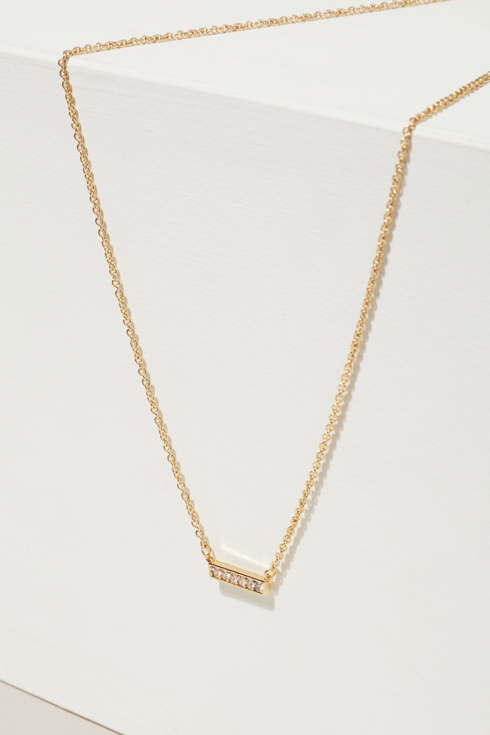 Fine Diamante Bar Necklace  Gold