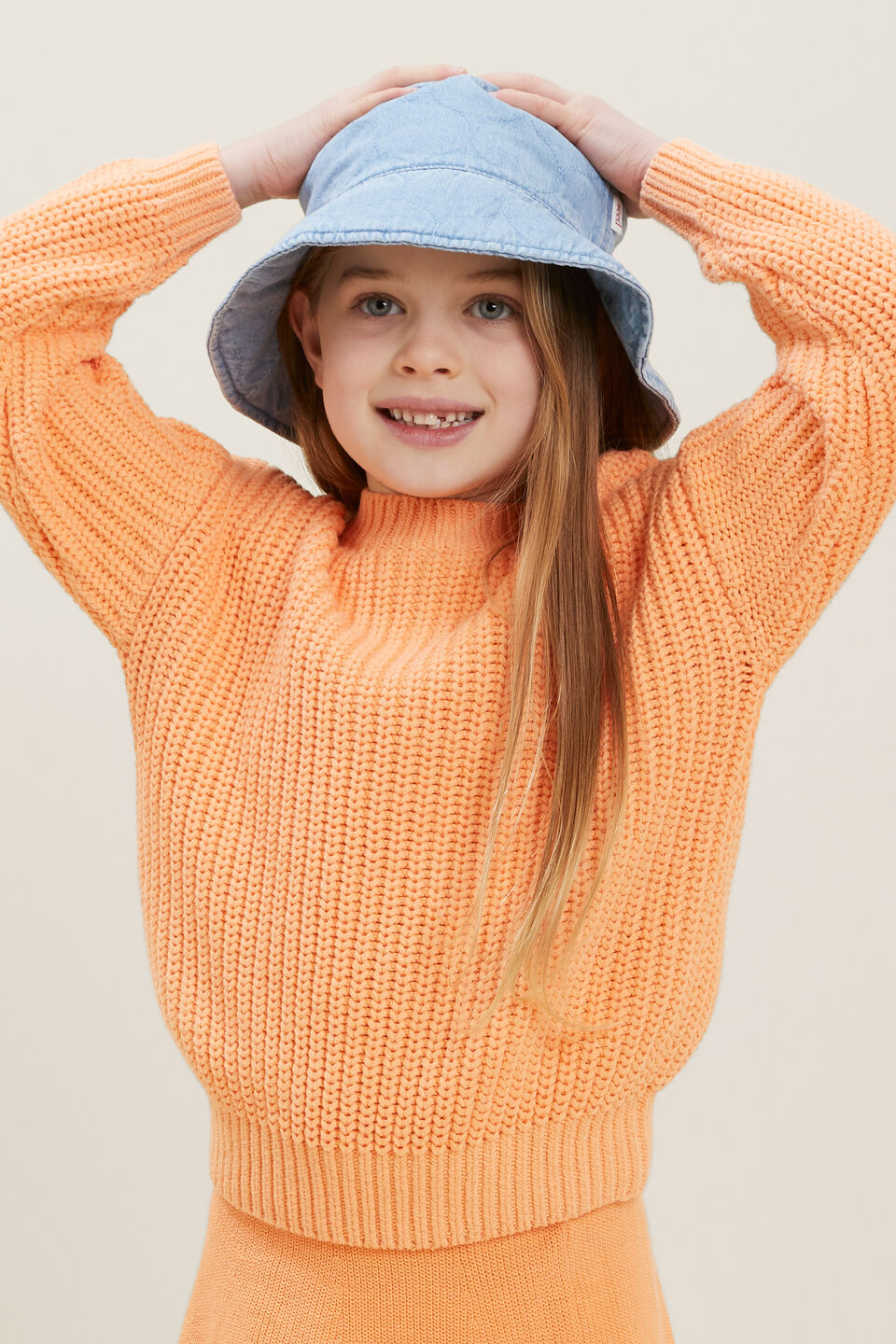 Top Stitch Bucket Hat  Denim