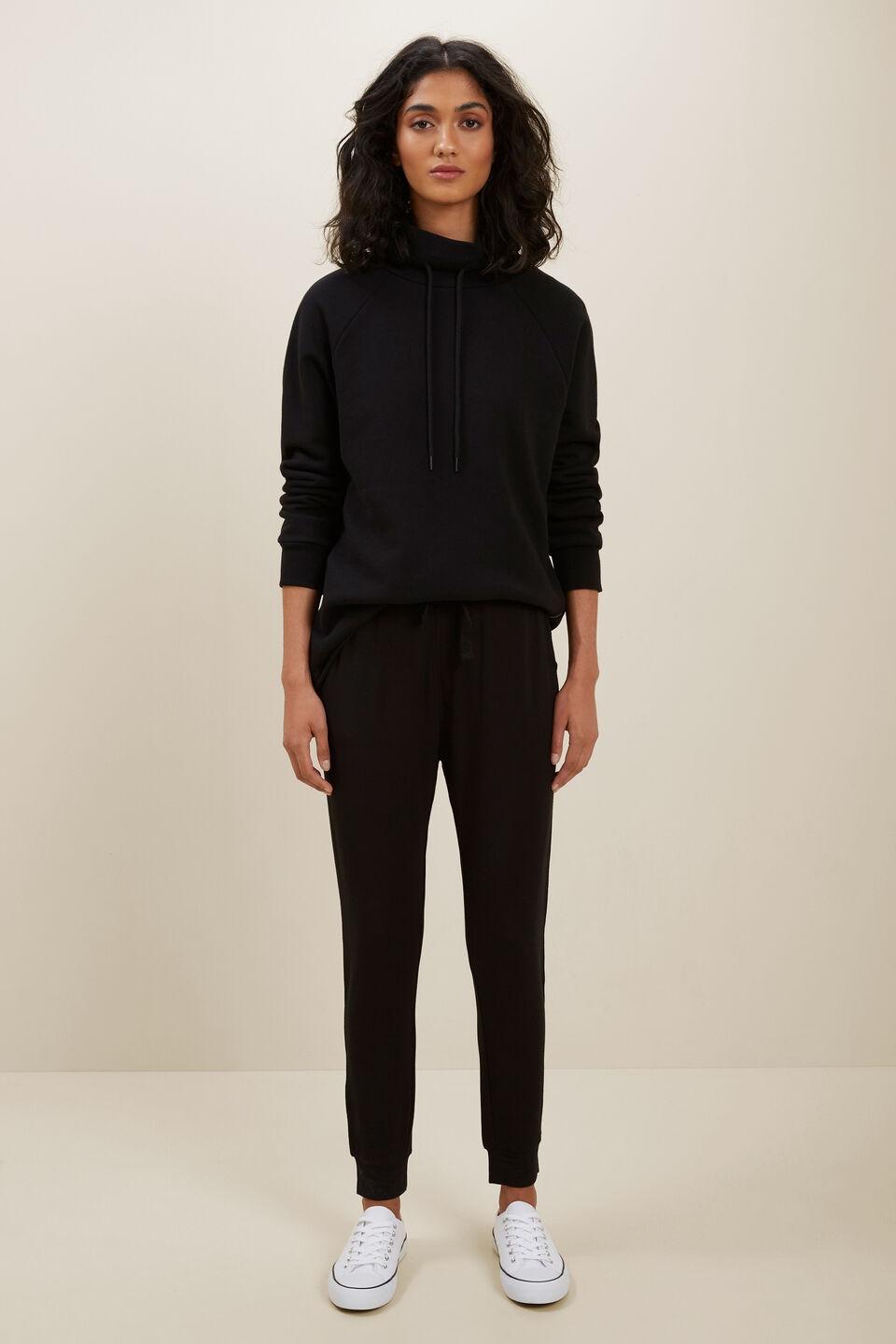 Terry Zip Sweater  Black