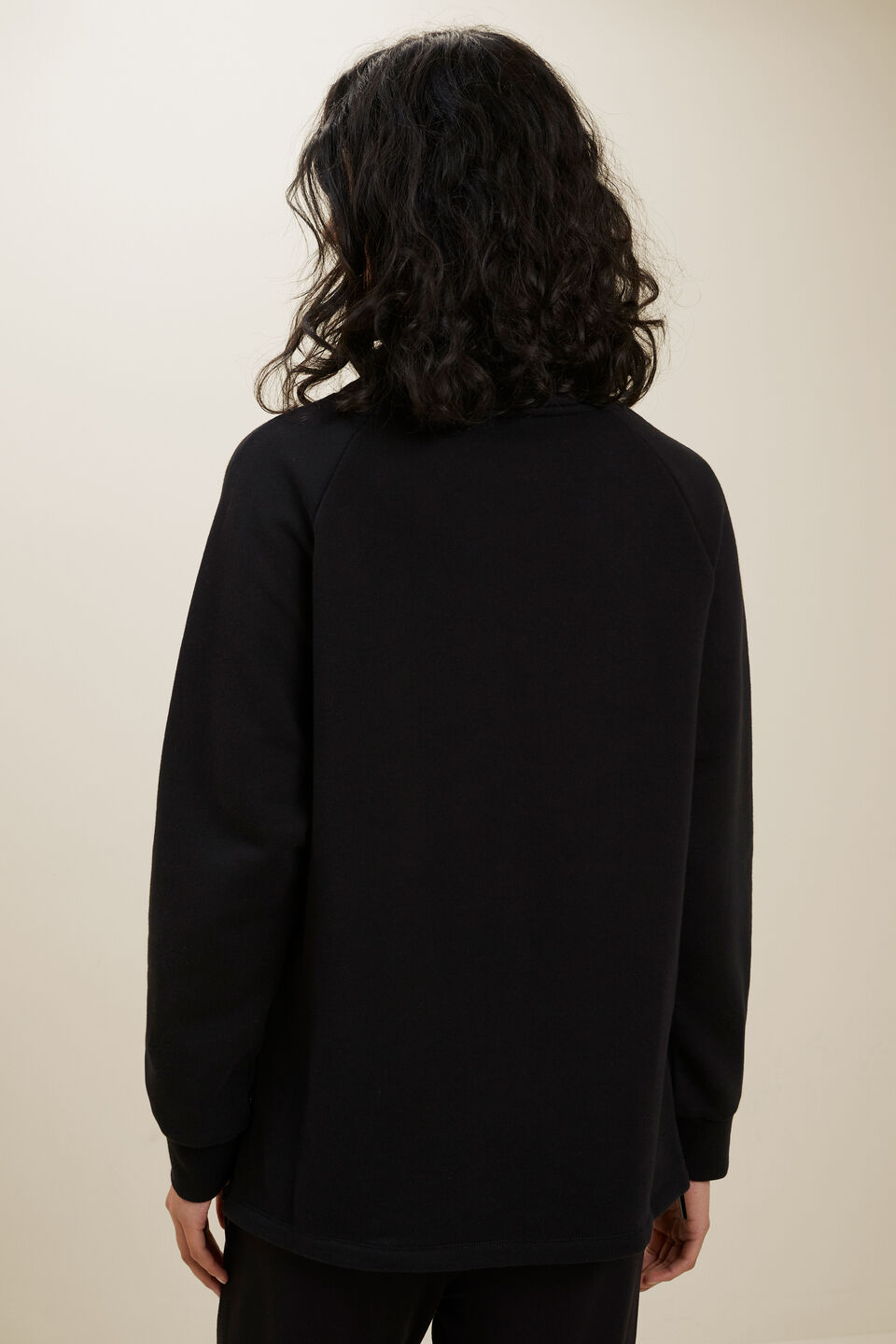 Terry Zip Sweater  Black