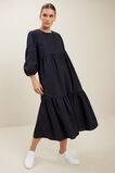 Poplin Tiered Midi Dress  Deep Navy  hi-res