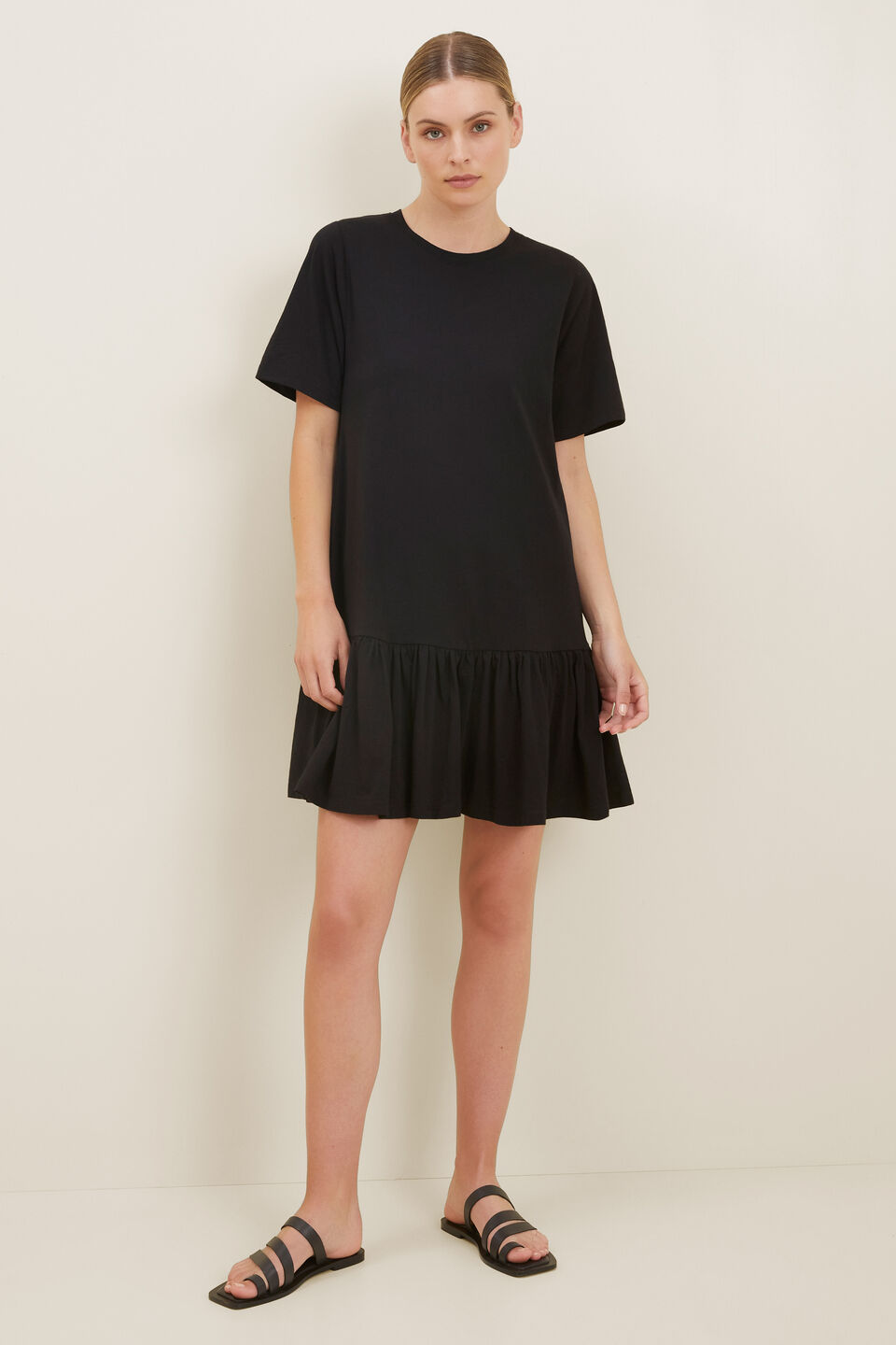 Jersey Tiered Dress  Black