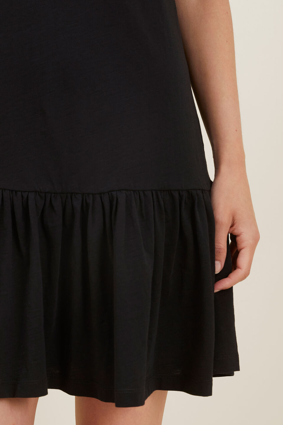 Jersey Tiered Dress  Black