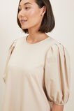Poplin Sleeve Mini Dress  Sandstone Beige  hi-res