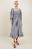 Gingham Shirred Midi Dress  Deep Navy Gingham  hi-res