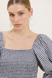 Gingham Shirred Midi Dress  Deep Navy Gingham  hi-res