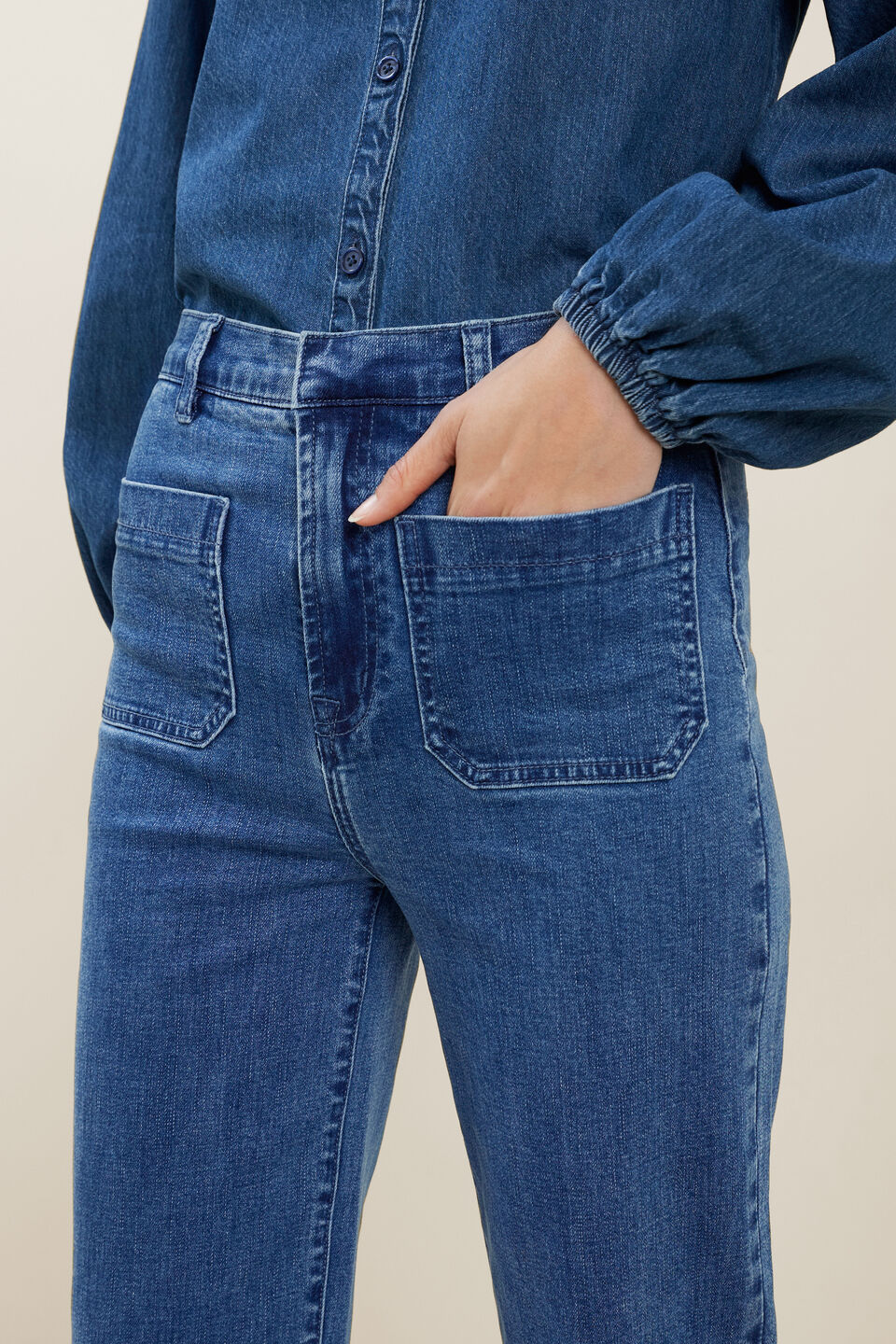 Front Pocket Jeans  Mid Indigo Denim