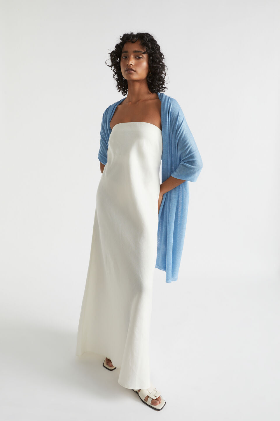 Fine Knit Wrap  Soft Cobalt