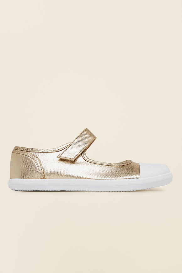 Mary Jane Canvas Shoes  Gold  hi-res