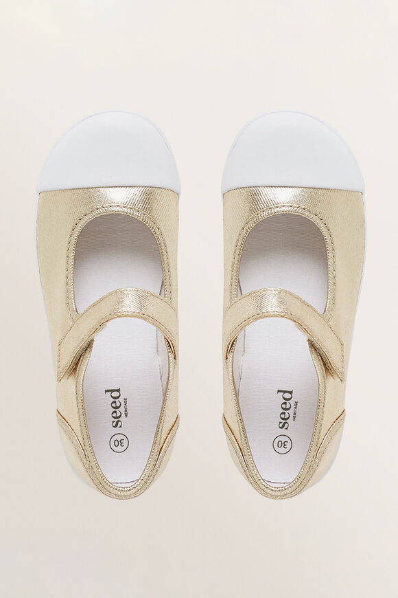 Mary Jane Canvas Shoes  Gold  hi-res
