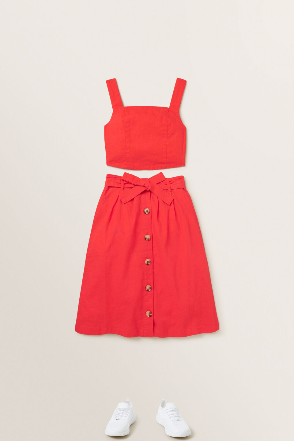 Button Midi Skirt  