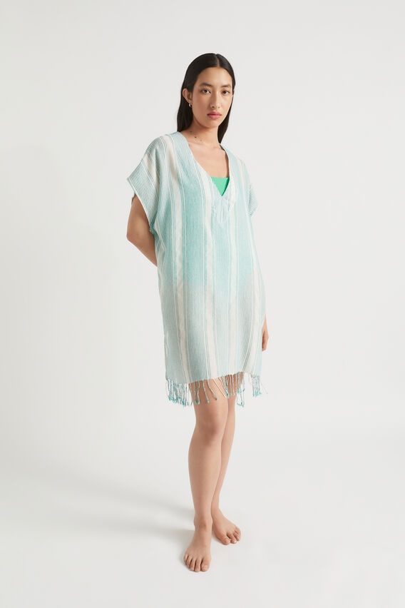 Textured Stripe Kaftan  Deep Teal Stripe  hi-res