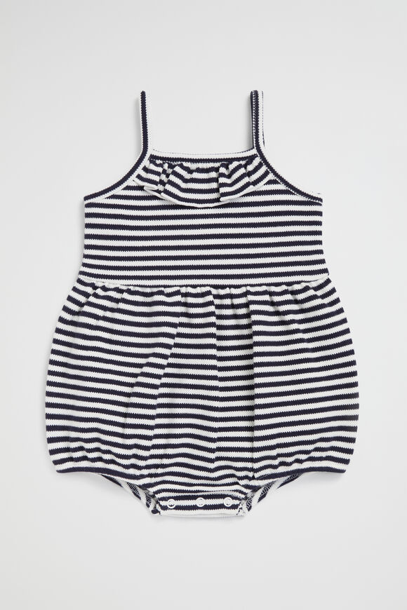 Pique Frill Romper  Midnight Stripe  hi-res