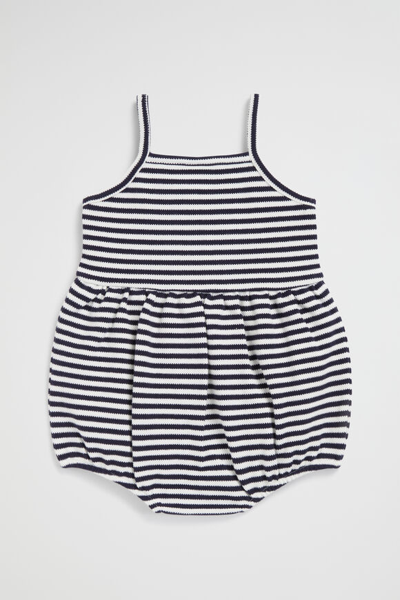 Pique Frill Romper  Midnight Stripe  hi-res