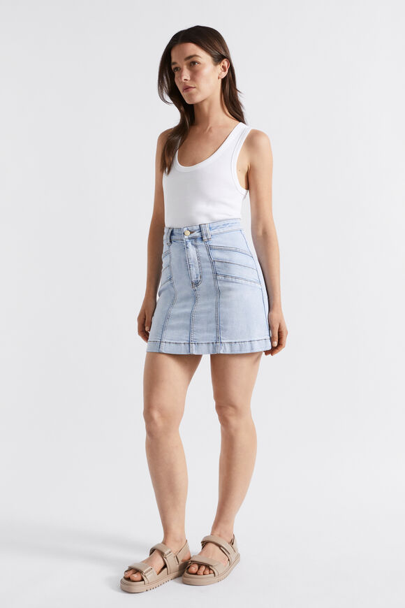 Denim A Line Panel Mini Skirt  Pacific Wash  hi-res