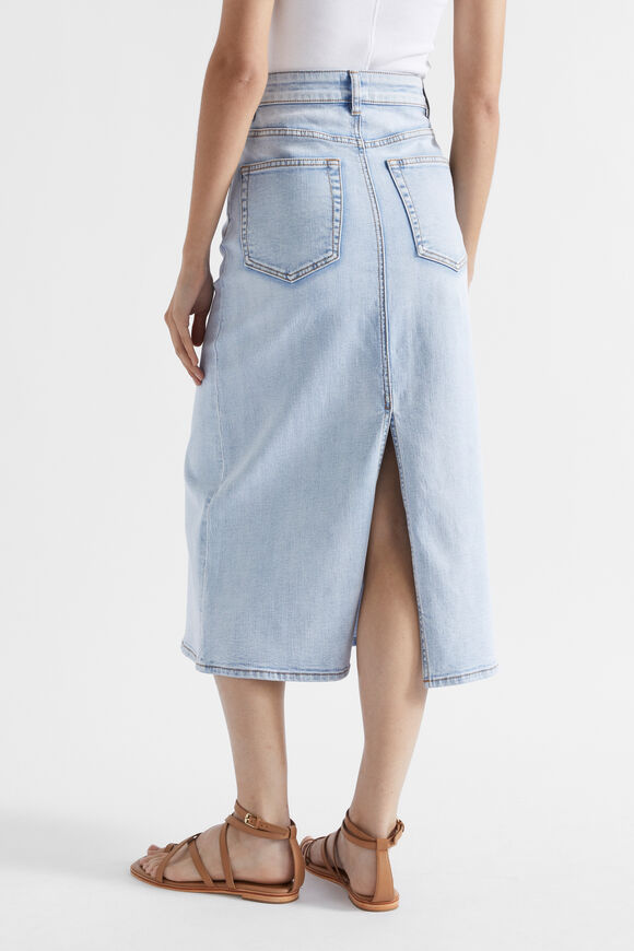 Denim Flared Midi Skirt  Pacific Wash  hi-res