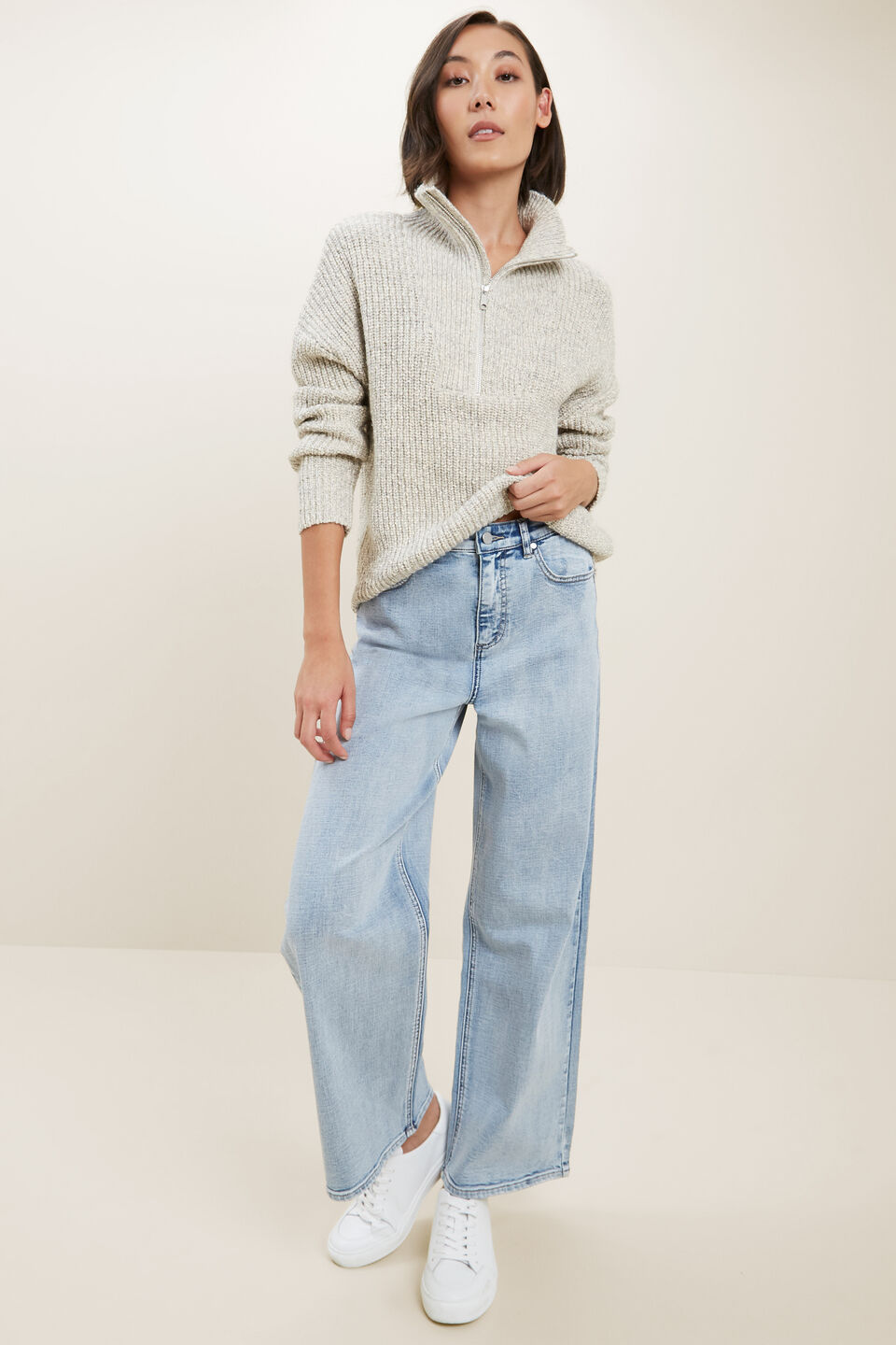 Marle Collared Sweater  Cool Grey Twist