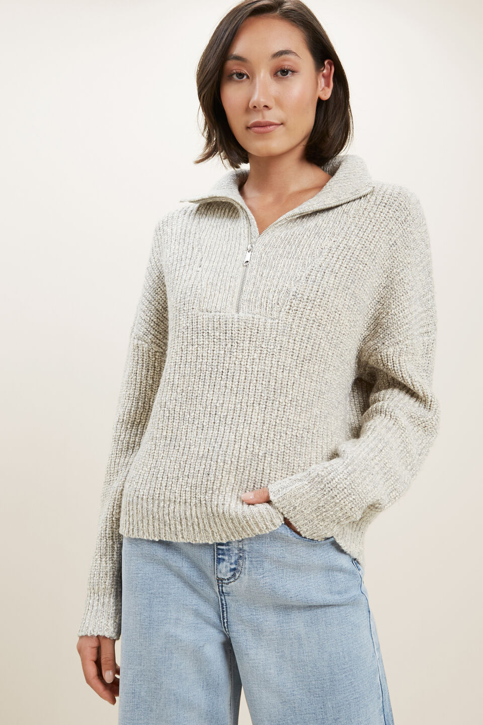 Marle Collared Sweater  Cool Grey Twist