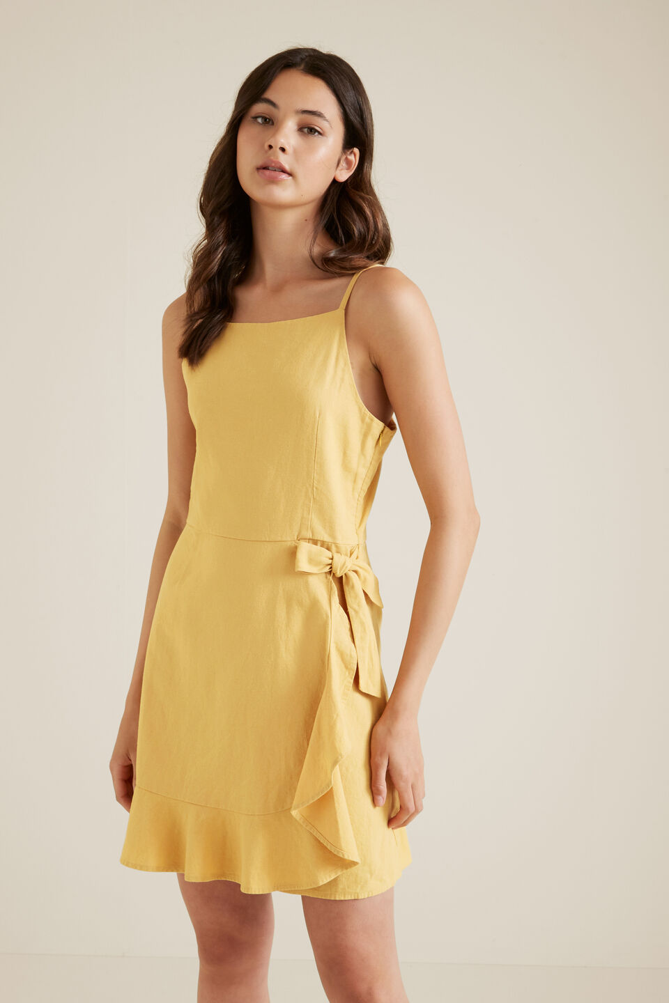 Linen Frill Dress  Turmeric