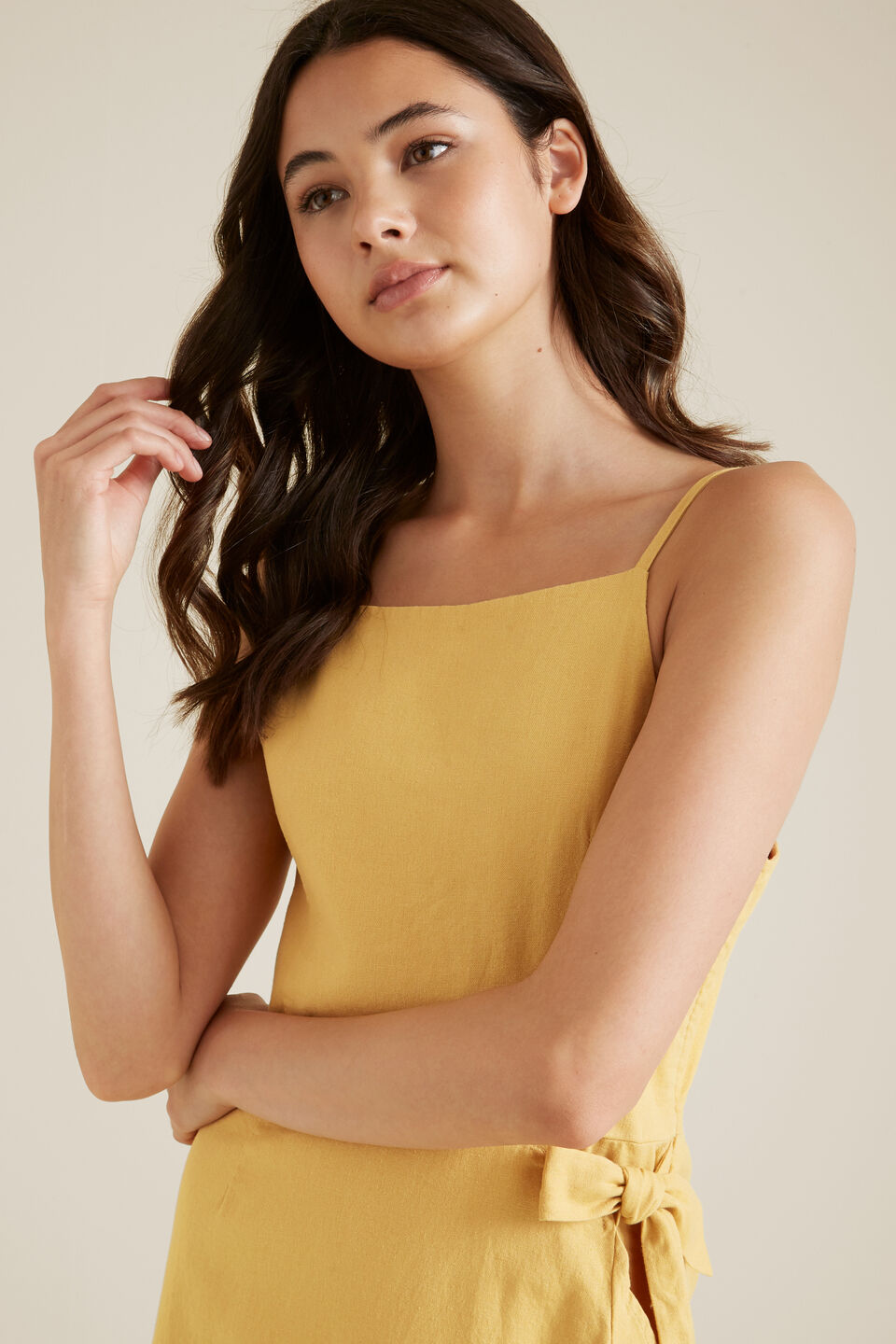 Linen Frill Dress  Turmeric