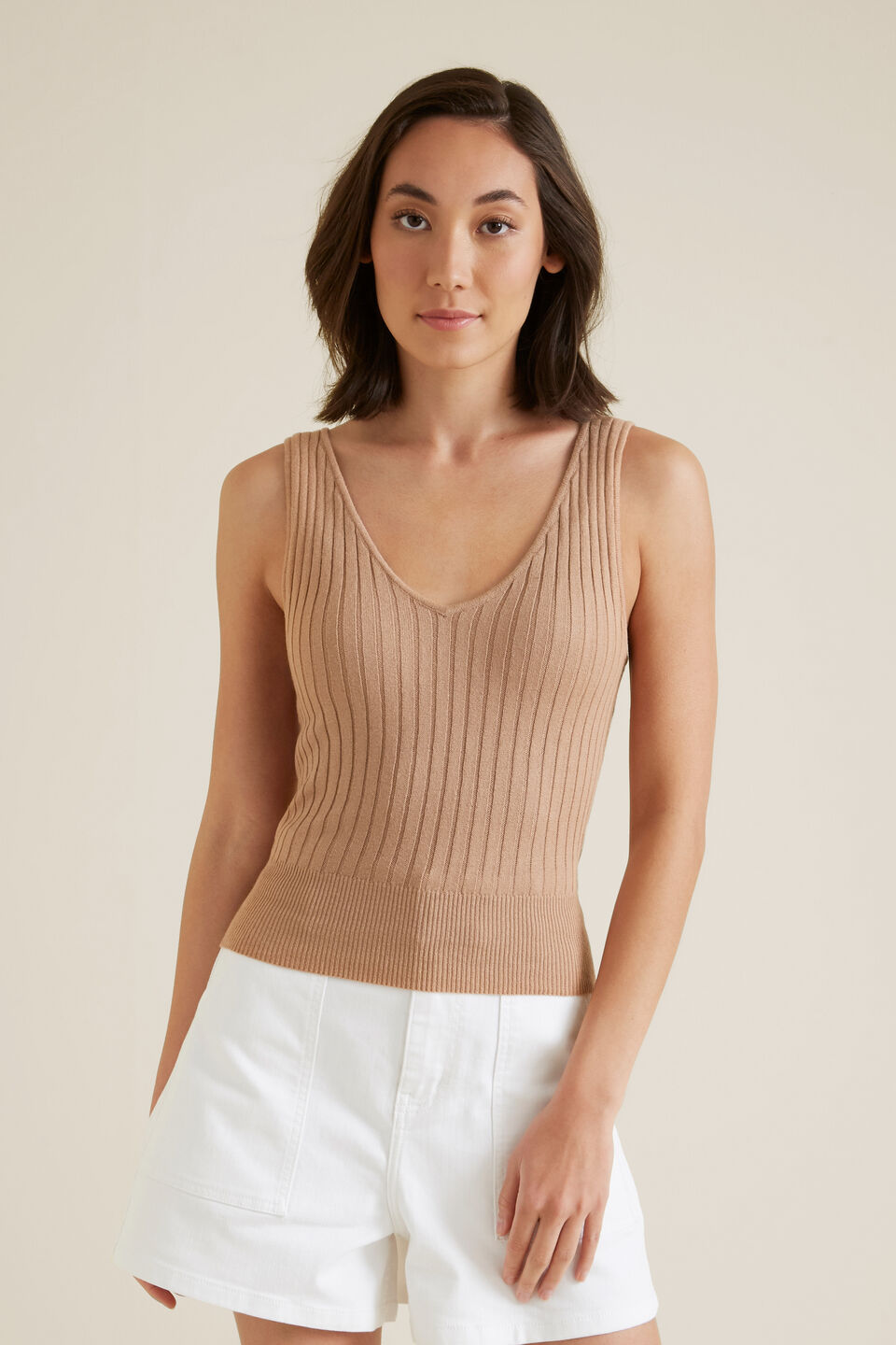 Crop Rib Knit  Smokey Topaz
