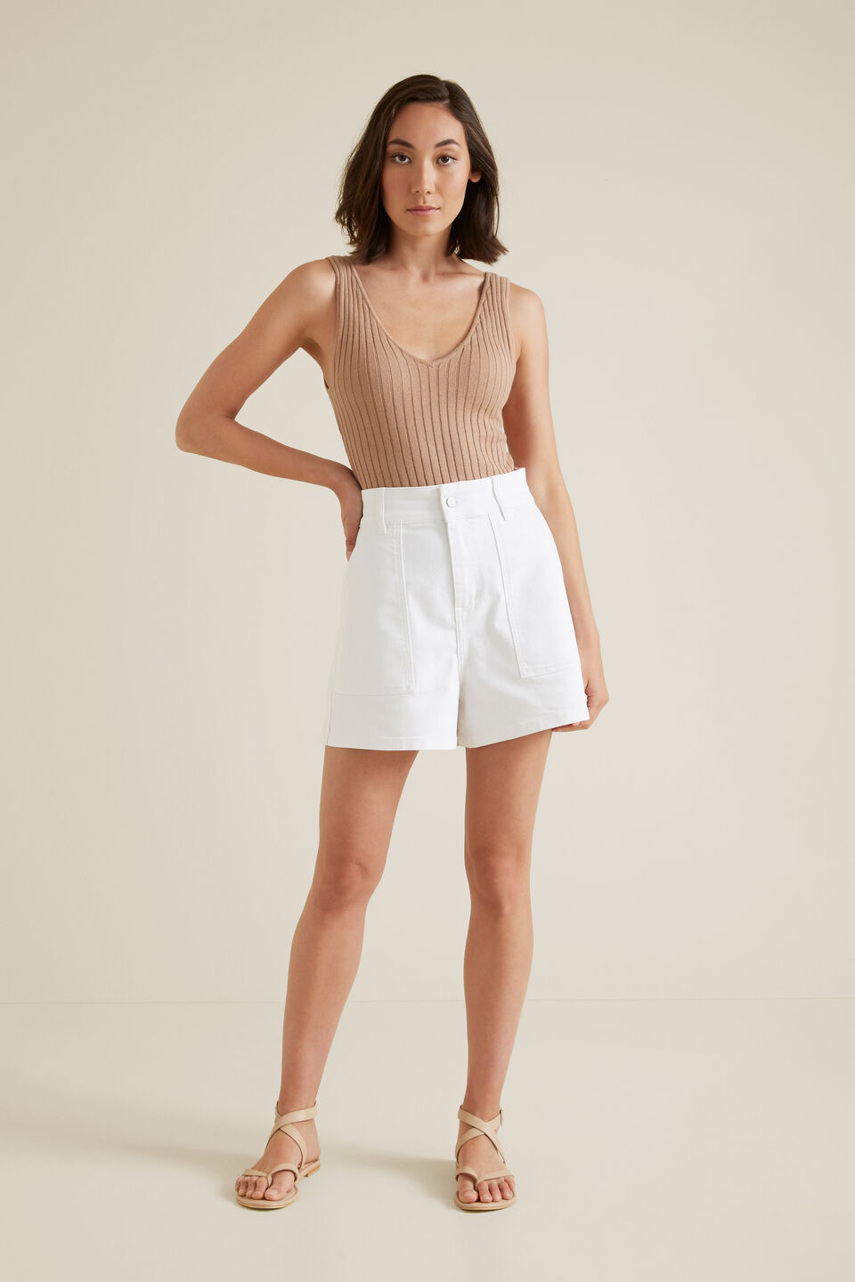 Crop Rib Knit  Smokey Topaz