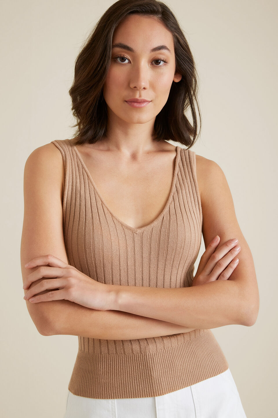 Crop Rib Knit  Smokey Topaz