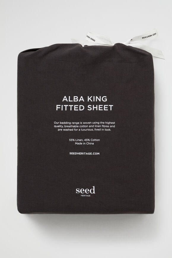 Alba Double Fitted Sheet  Charcoal  hi-res