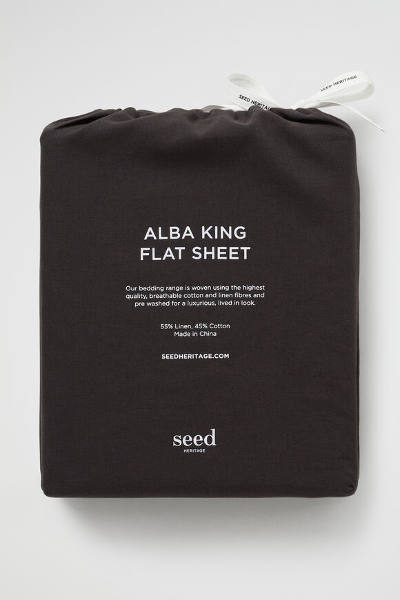 Alba Queen Flat Sheet  Charcoal  hi-res