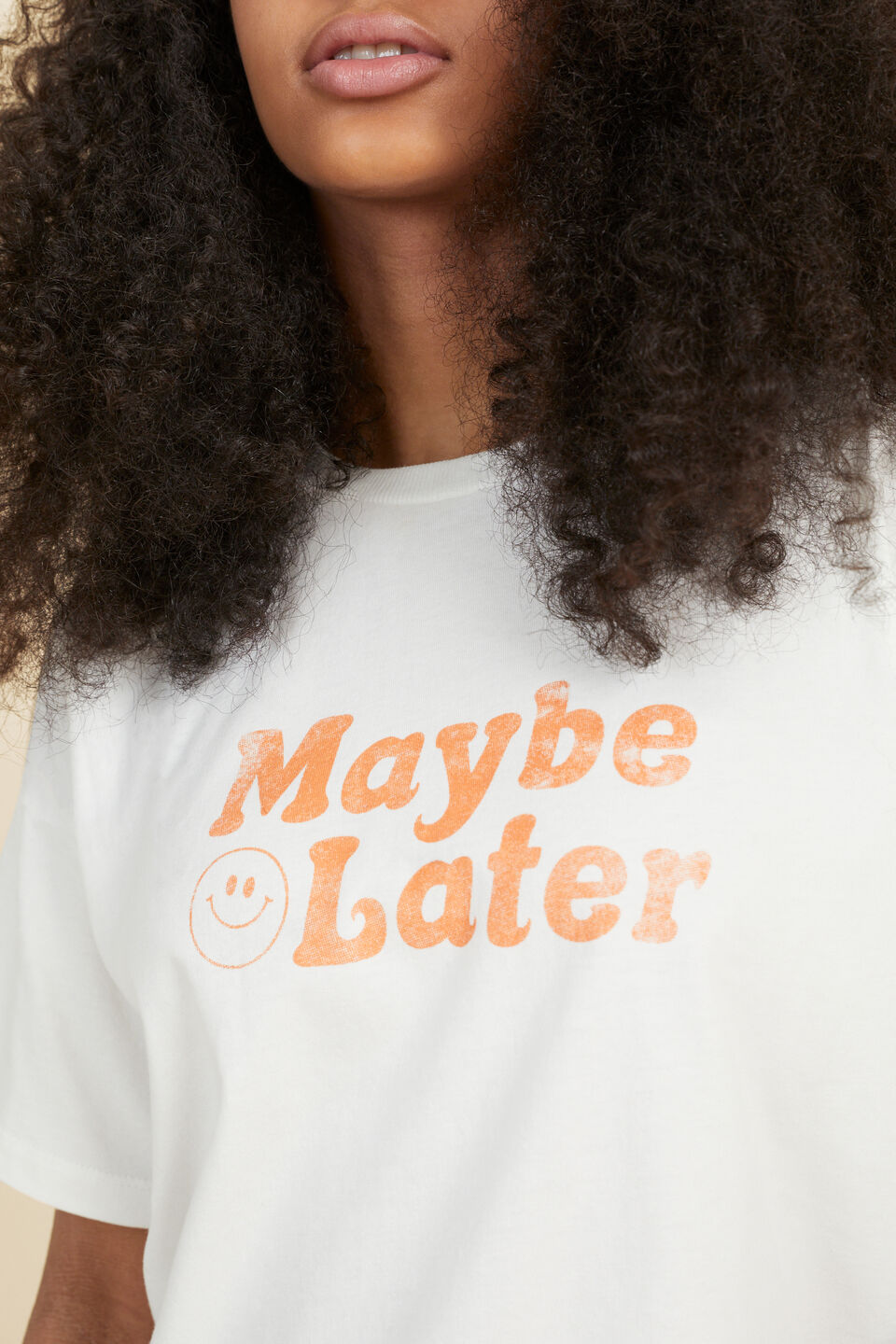 Relaxed Slogan Tee  Cream
