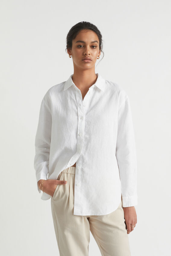 Core Linen Boyfriend Shirt  Whisper White  hi-res