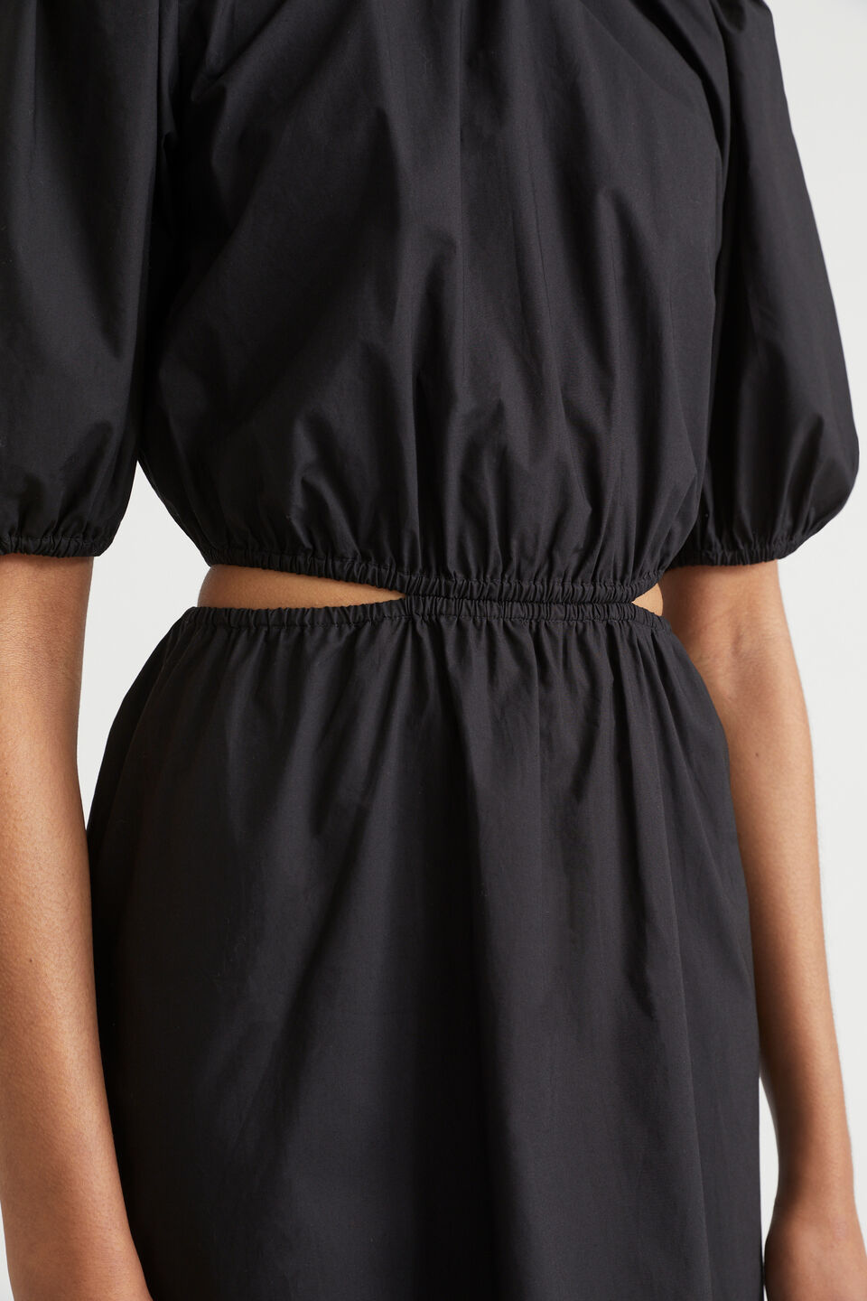 Poplin Cut Out Midi Dress  Black