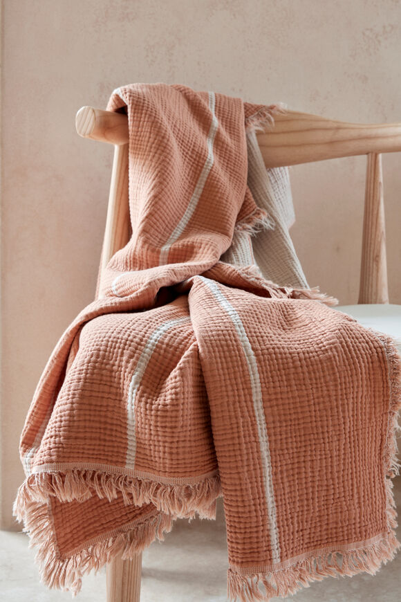 Striped Lofty Throw  Clay  hi-res
