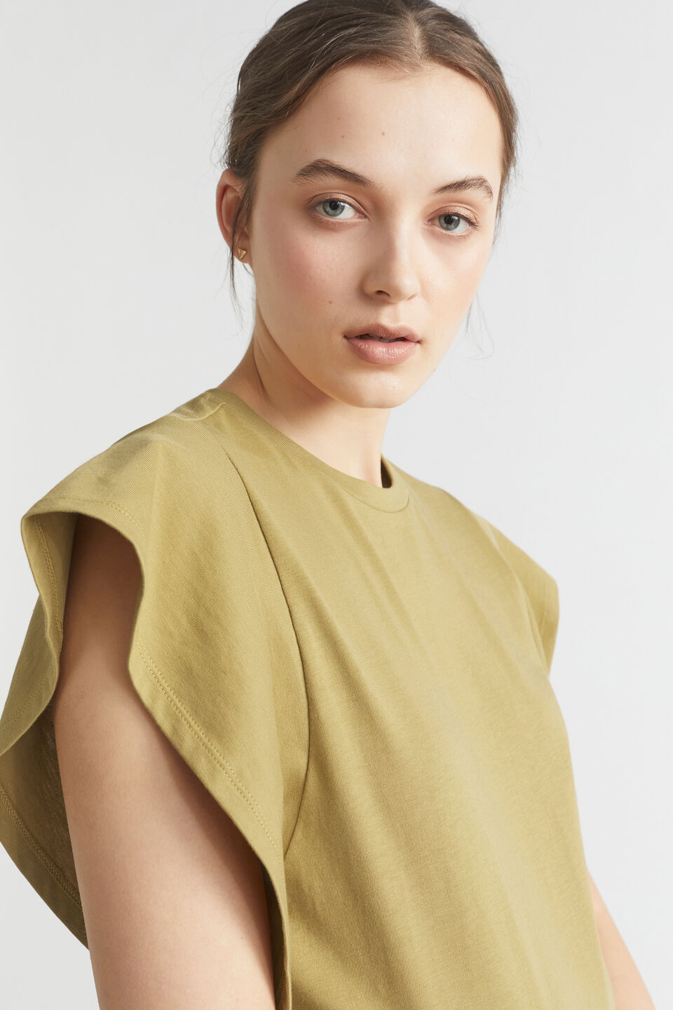 Ruffle Sleeve Tee  Deep Bronze