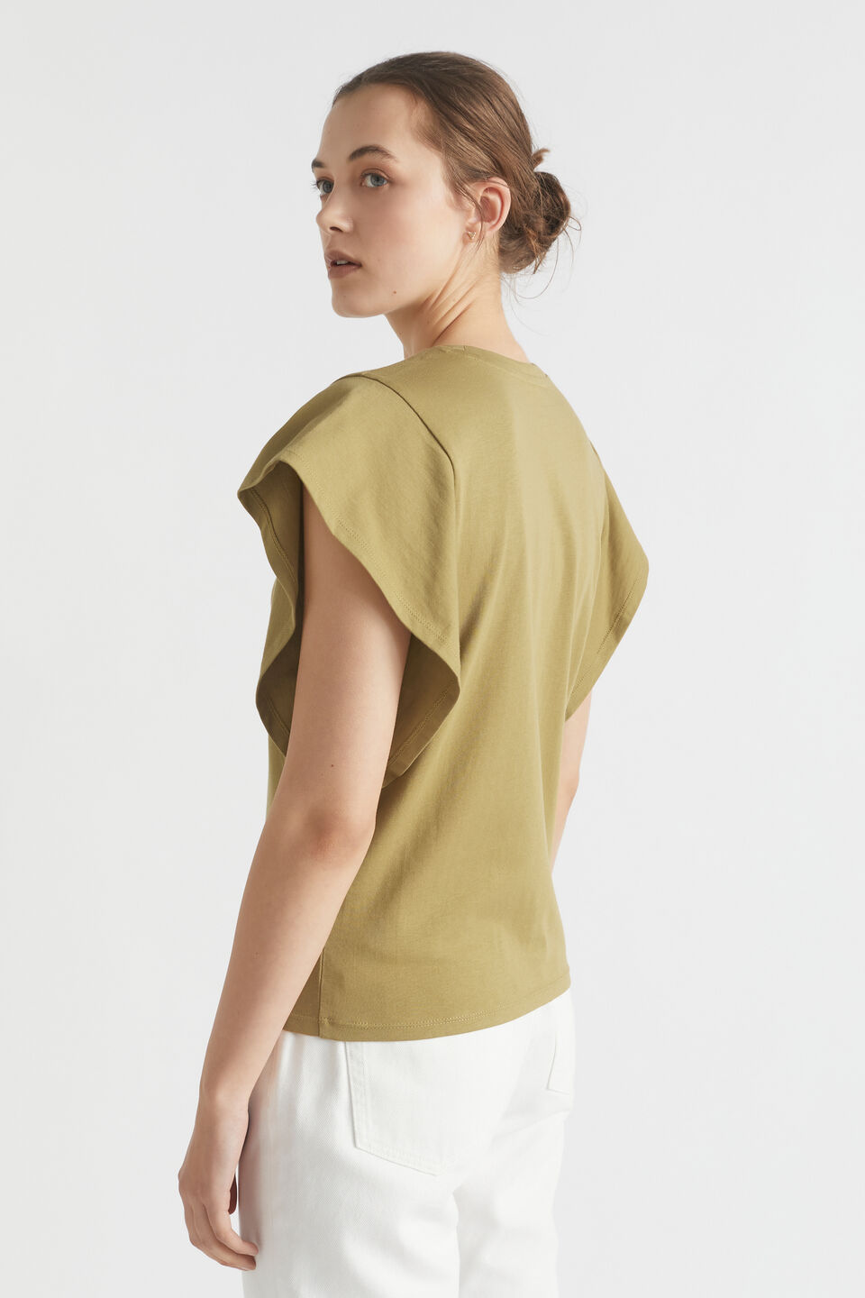 Ruffle Sleeve Tee  Deep Bronze