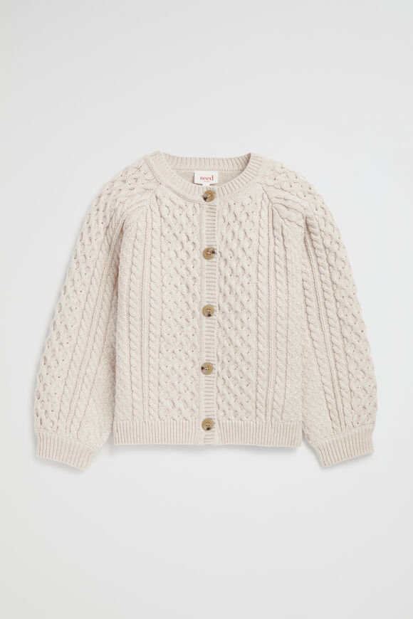 Cable Knit Cardi  Oat Marle  hi-res