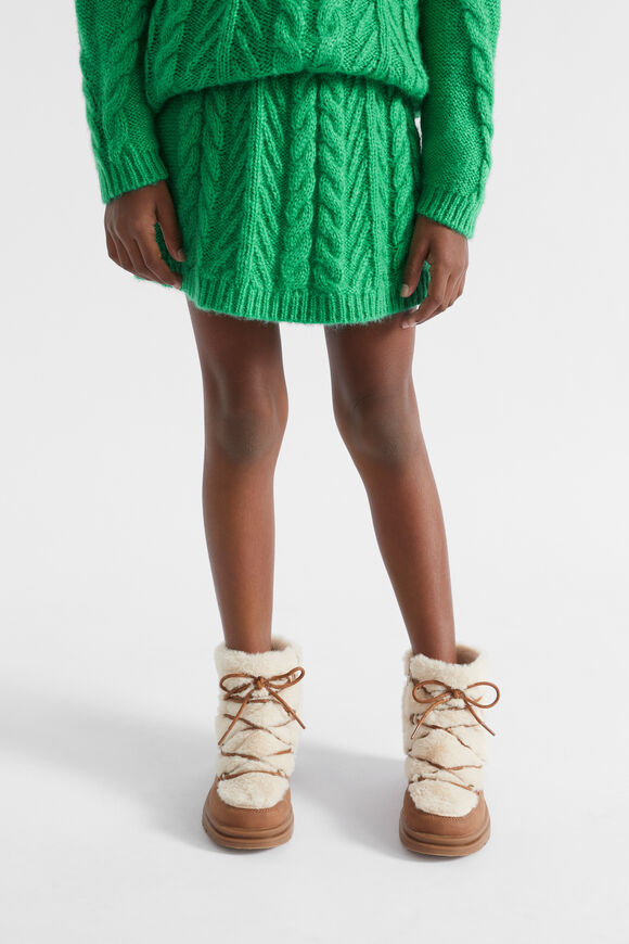 Linear Knit Cable Skirt  Pea Green  hi-res