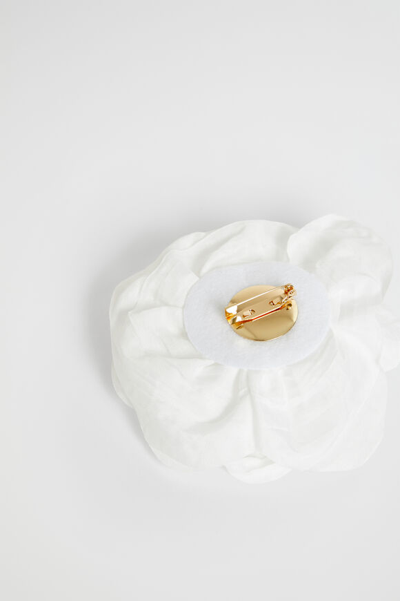 Flower Corsage Brooch  White  hi-res