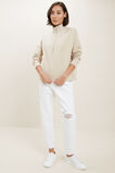 Zip Collared Sweater  Champagne Beige Marle  hi-res