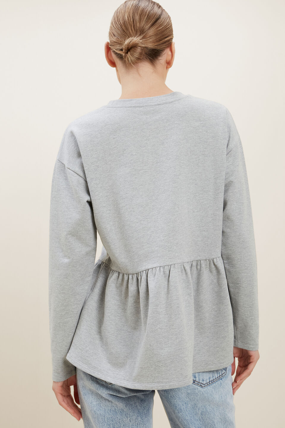 Babydoll Peplum Sweater  Dim Grey Marle