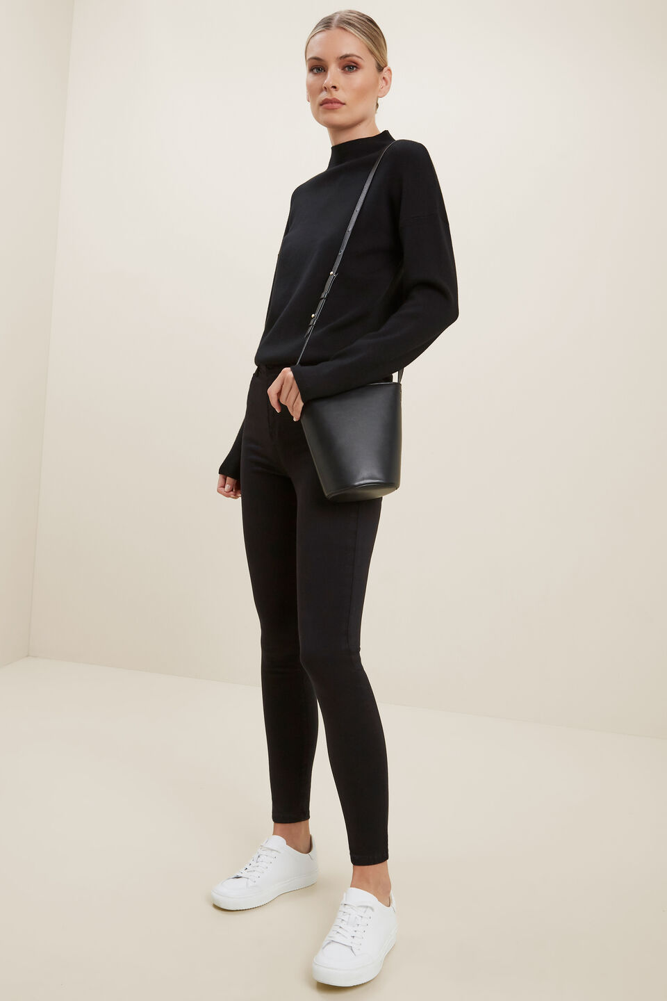 Mock Neck Sweater  Black