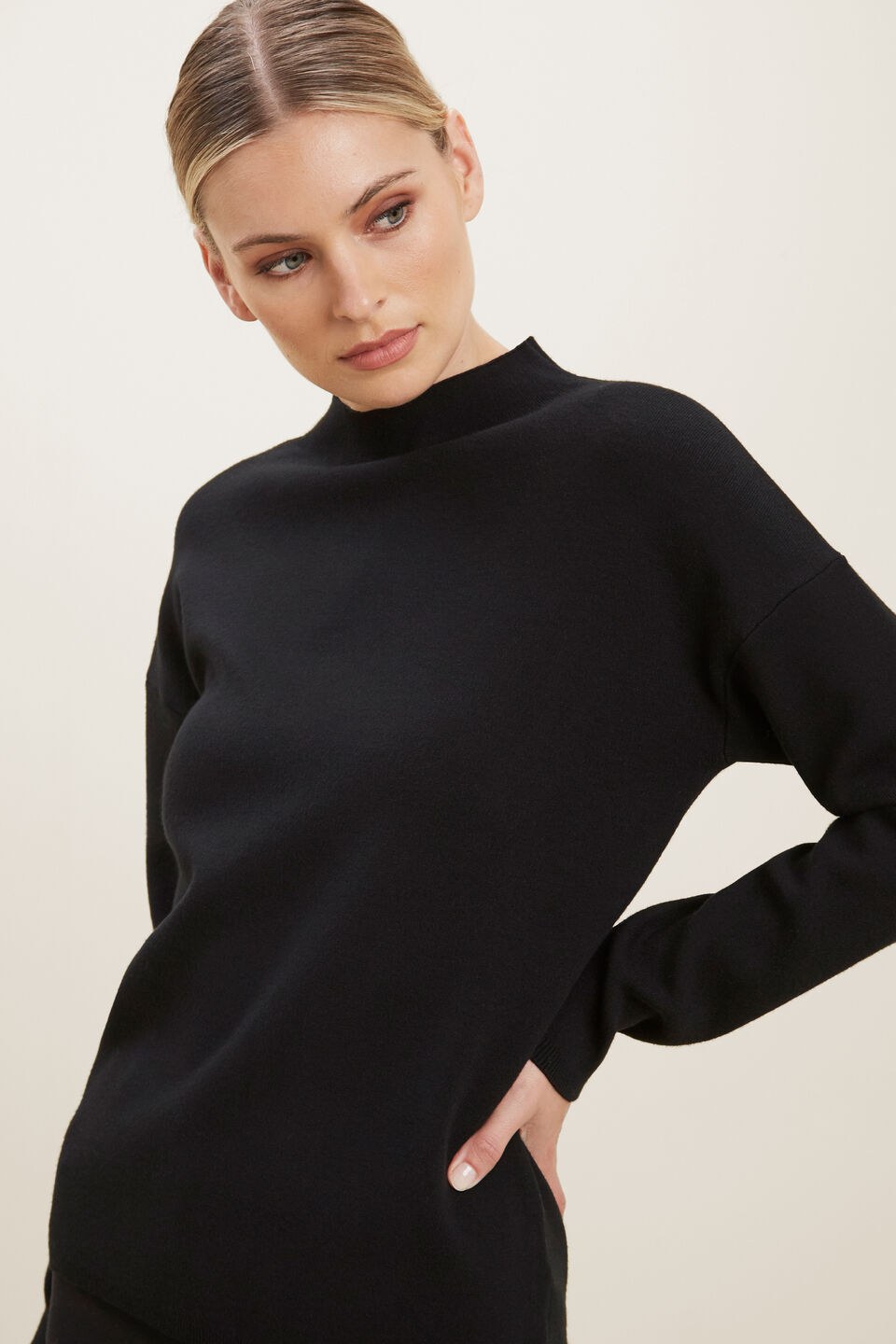 Mock Neck Sweater  Black