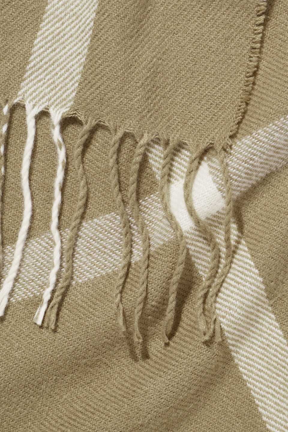 Minimal Check Scarf  Olive Khaki Multi
