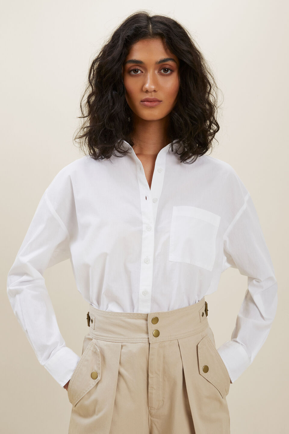 Voile Button Down Shirt  Whisper White