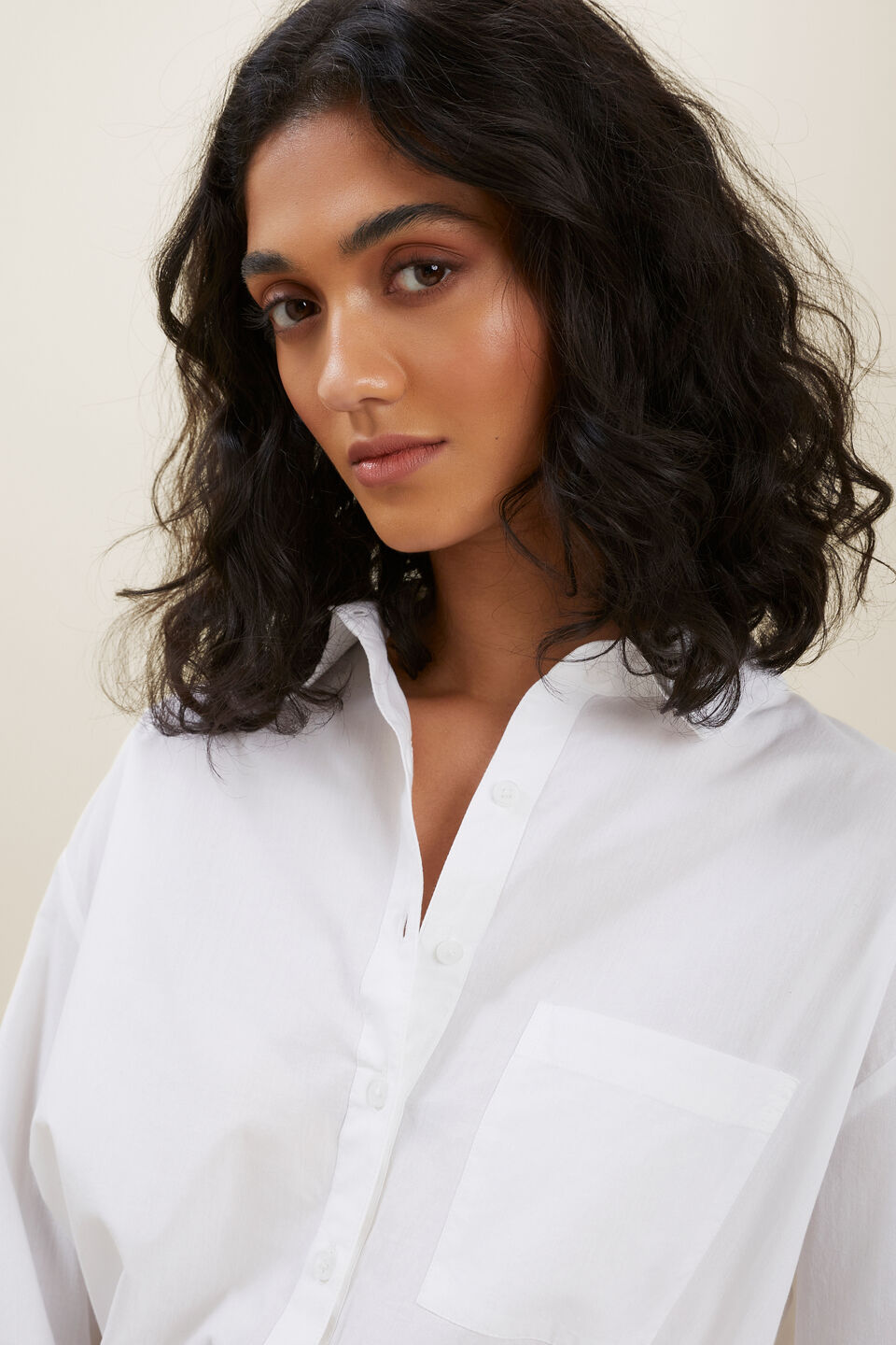 Voile Button Down Shirt  Whisper White