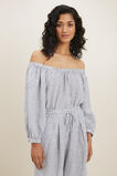 Linen Peasant Top  Deep Navy Stripe  hi-res