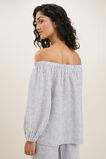 Linen Peasant Top  Deep Navy Stripe  hi-res