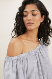 Linen Peasant Top  Deep Navy Stripe  hi-res