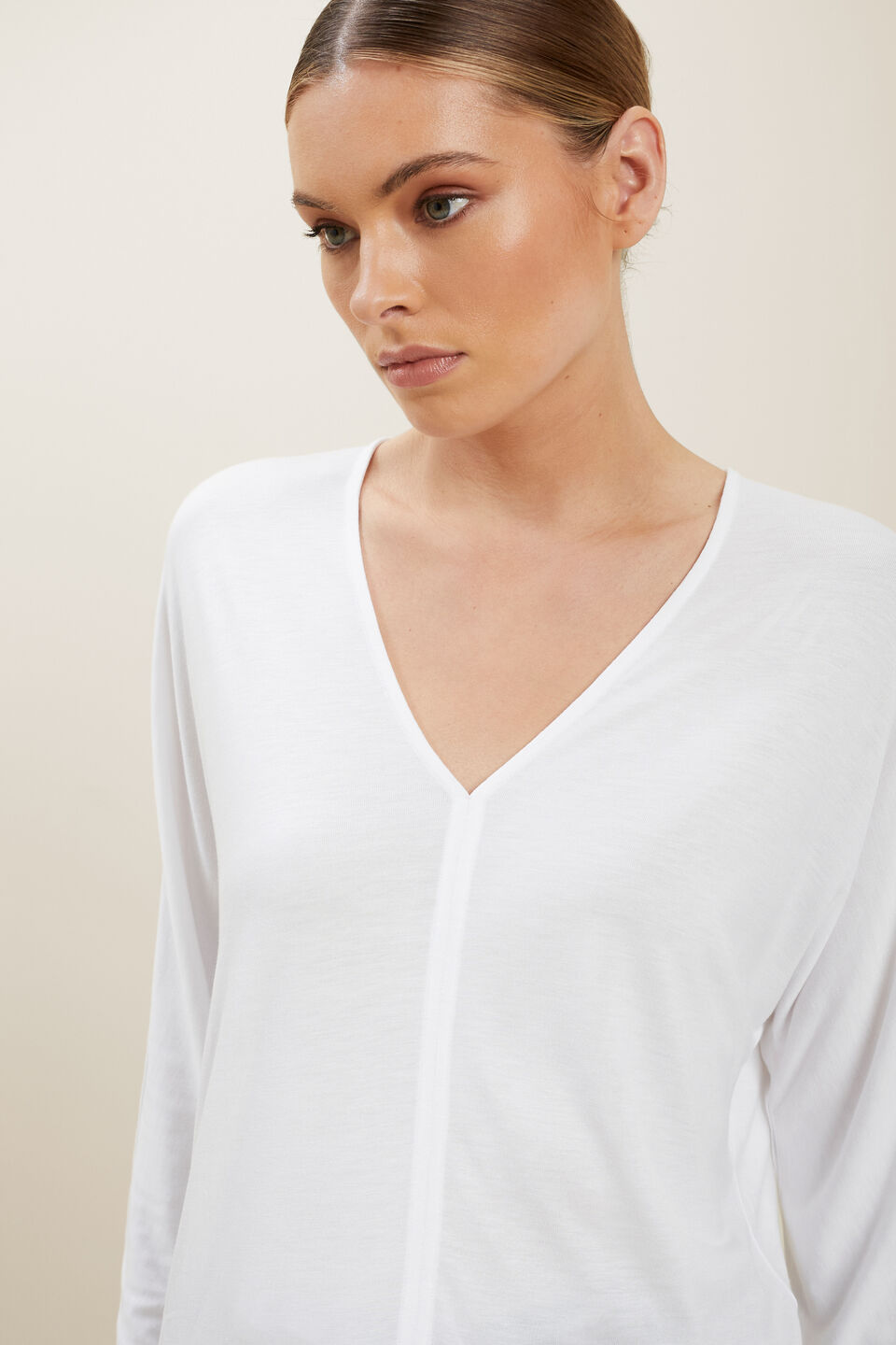 Modal V Neck Top  Whisper White